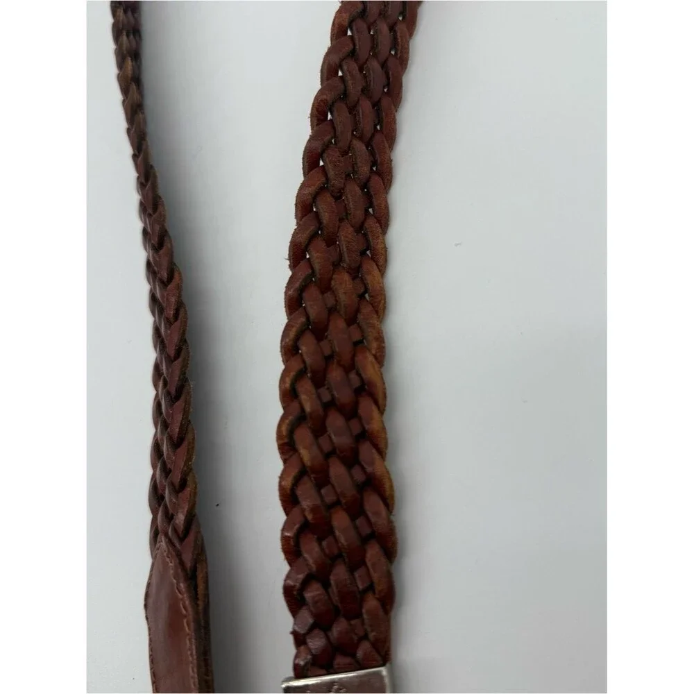 Omega Brown Braided Leather Belt Western Size Large Made in Turkey Classic